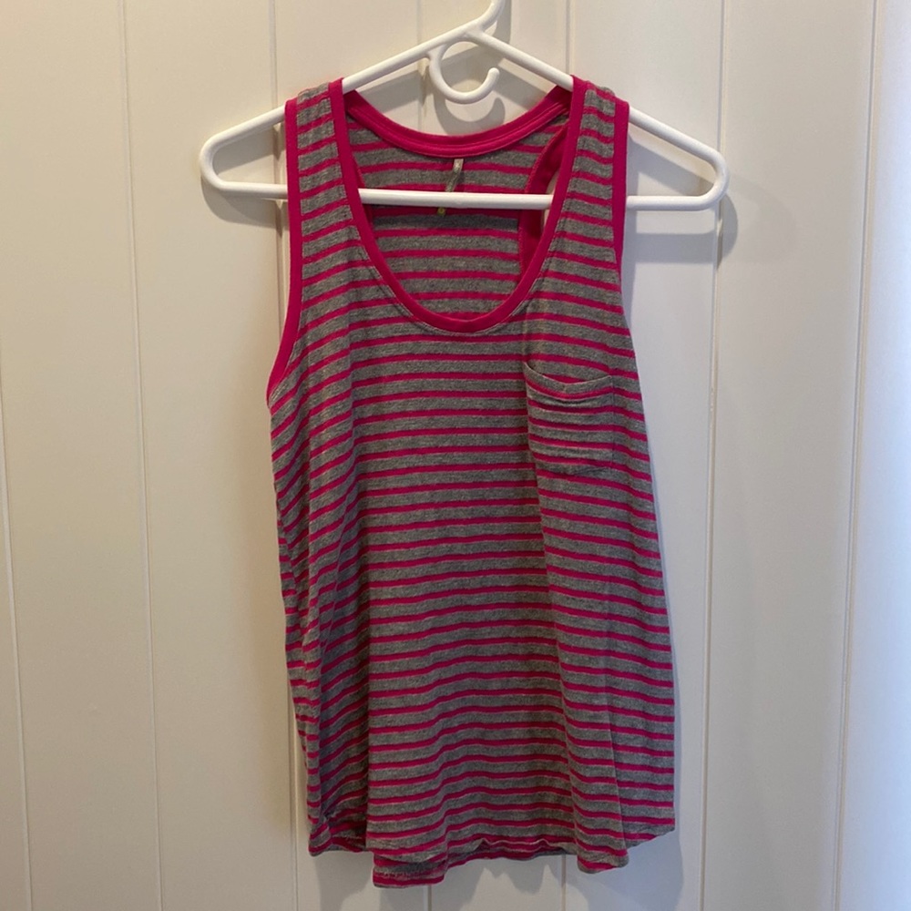 Gray and Pink Stripe Tank
